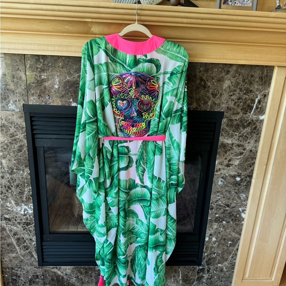 Aromena cashmere swim cover up kimono skull - Picture 3 of 10